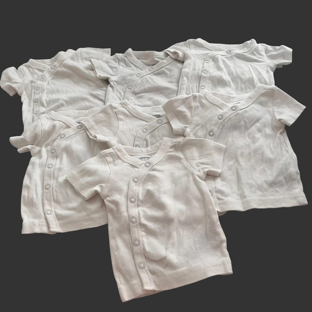 Lot 7 Simple Joys by Carter’s White Side Snap Kimono Short Sleeve Shirts 0-3M
